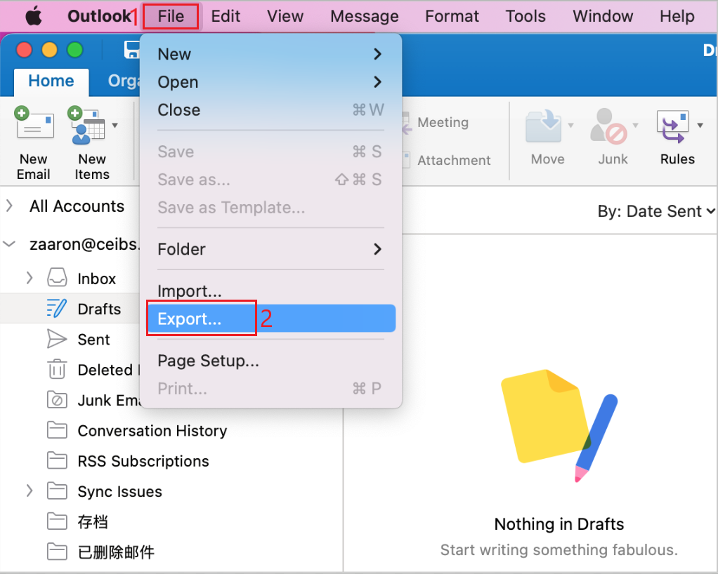 How to Backup Outlook's Calendar or Contact Information in MacOS EN